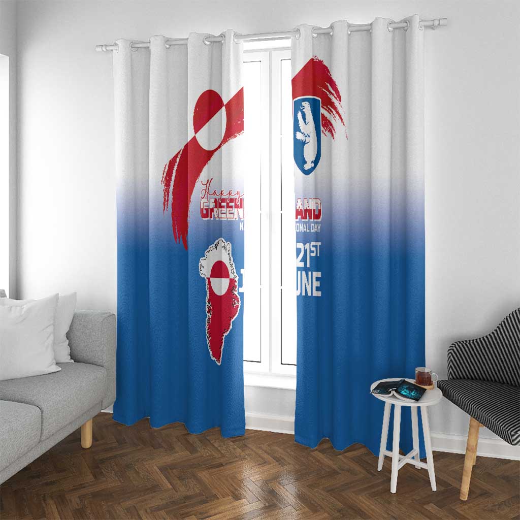 Greenland National Day Window Curtain National Country Flag and Emblem with The Map