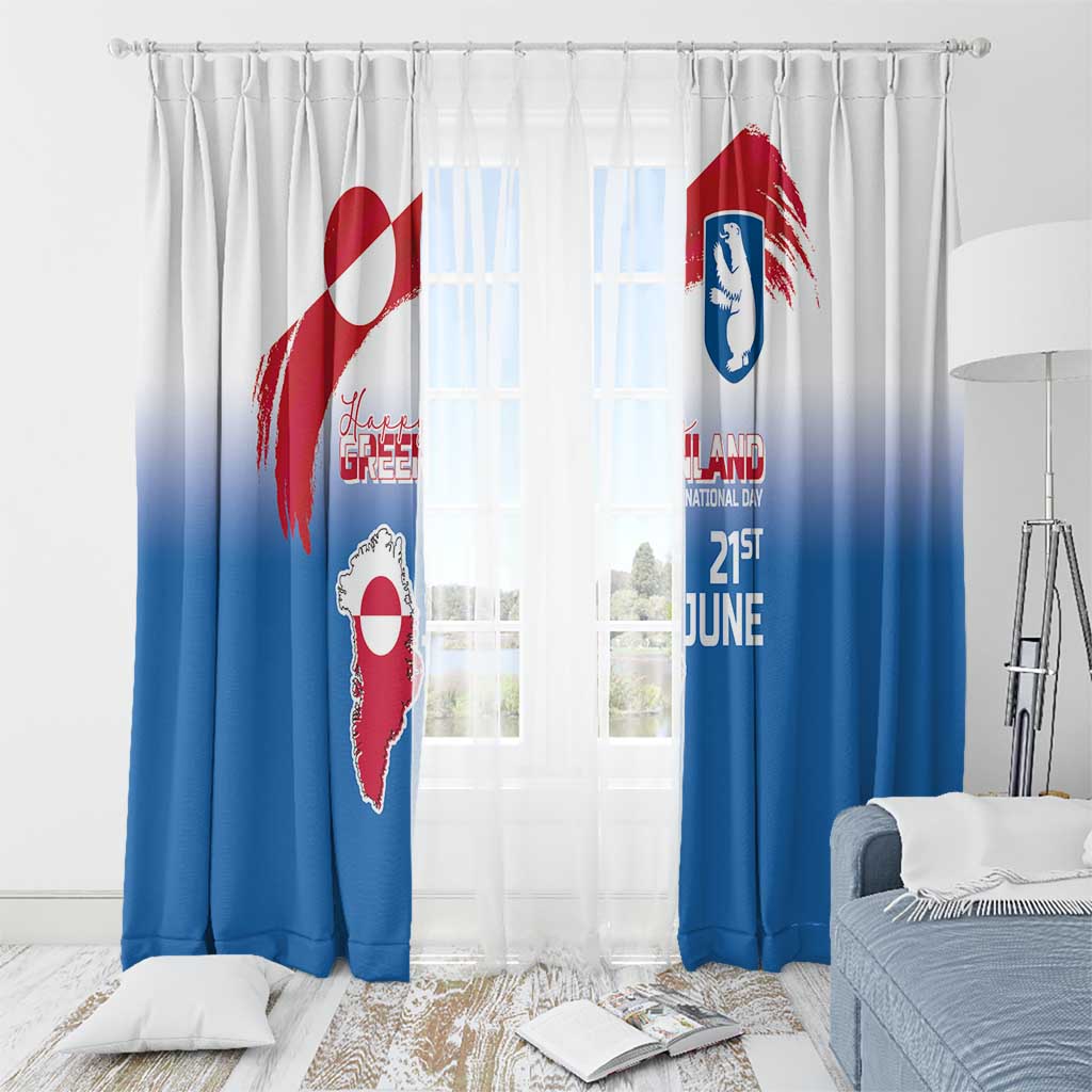 Greenland National Day Window Curtain National Country Flag and Emblem with The Map