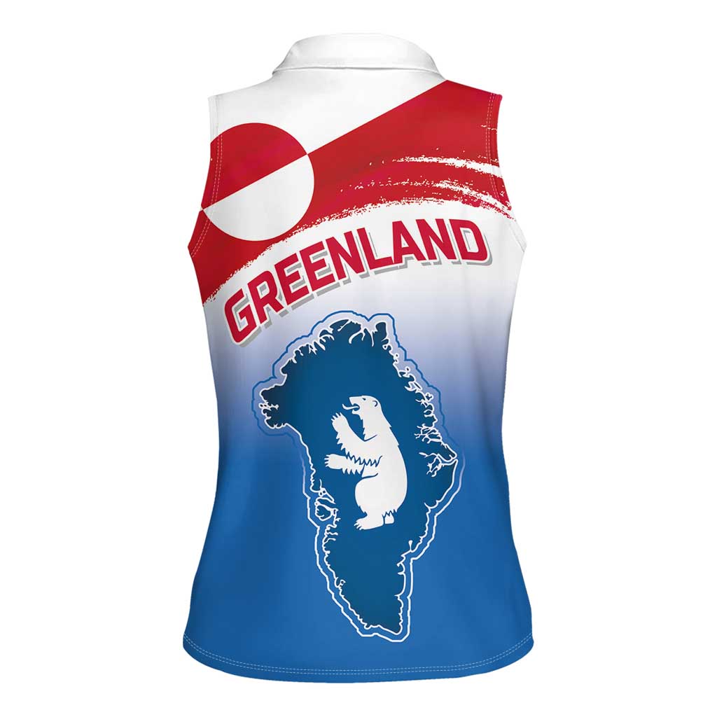 Greenland National Day Women Sleeveless Polo Shirt National Country Flag and Emblem with The Map
