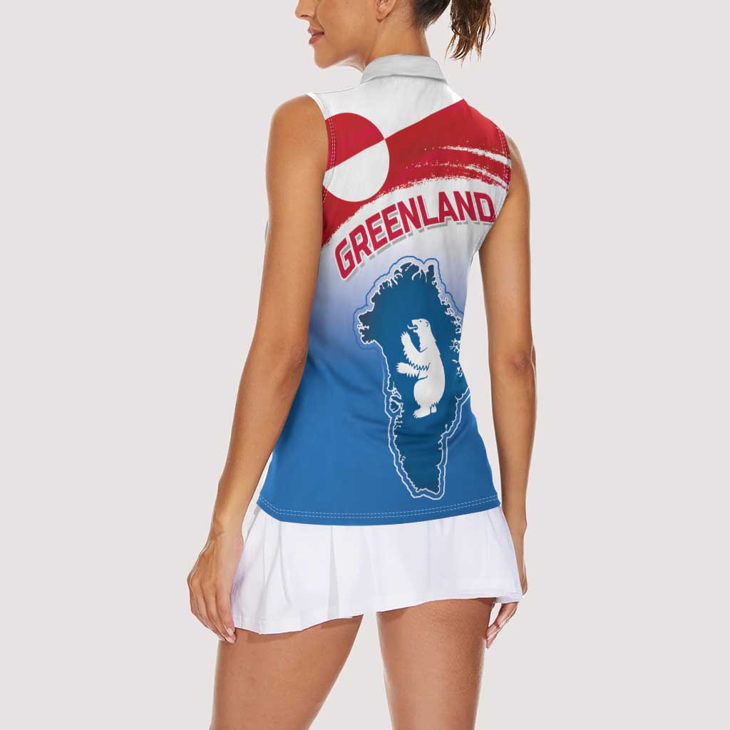 Greenland National Day Women Sleeveless Polo Shirt National Country Flag and Emblem with The Map