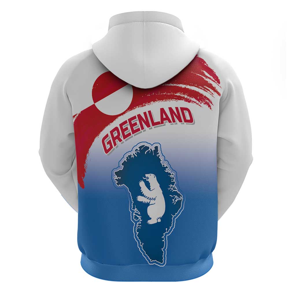 Greenland National Day Zip Hoodie National Country Flag and Emblem with The Map