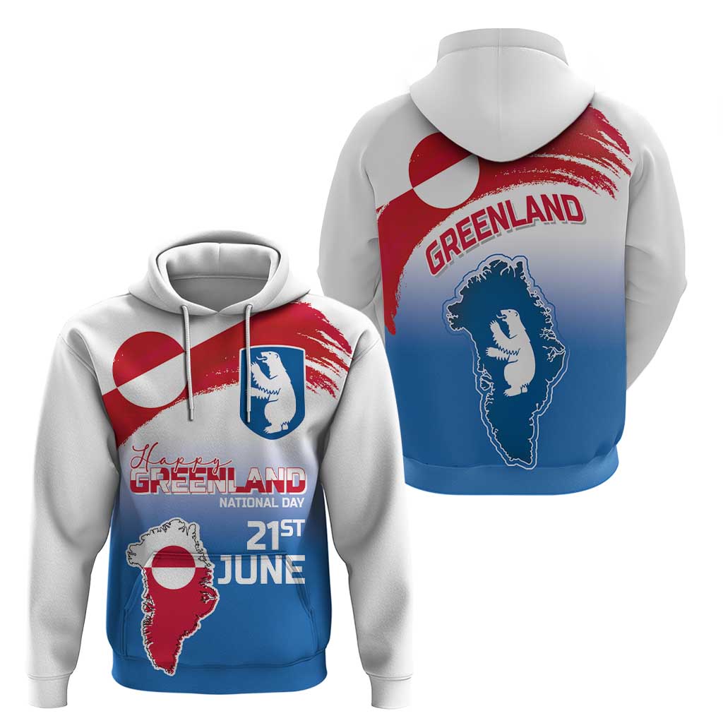 Greenland National Day Zip Hoodie National Country Flag and Emblem with The Map