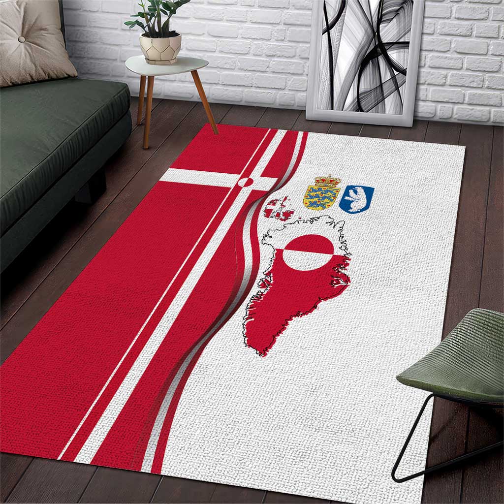 Greenland and Denmark Together Area Rug National Country Map and Flag Style