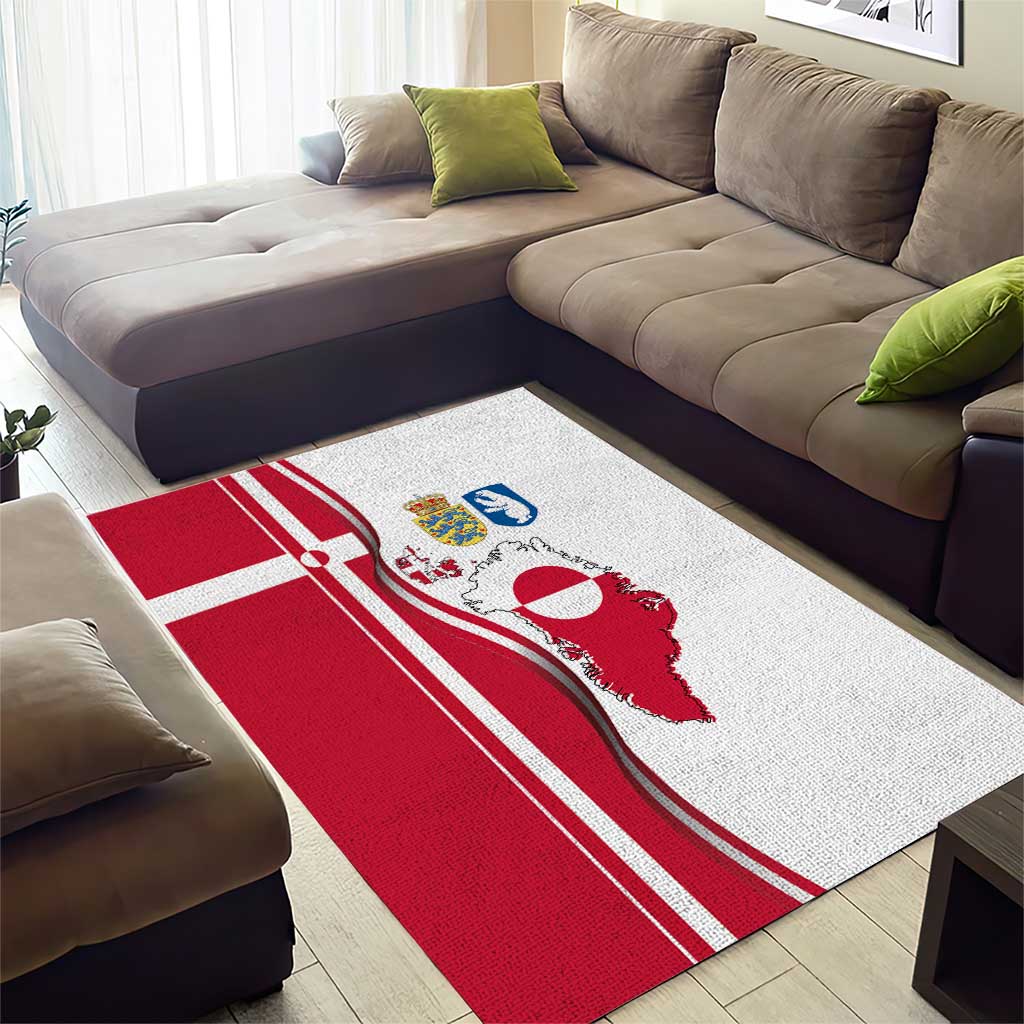 Greenland and Denmark Together Area Rug National Country Map and Flag Style
