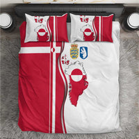 Greenland and Denmark Together Bedding Set National Country Map and Flag Style