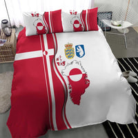 Greenland and Denmark Together Bedding Set National Country Map and Flag Style