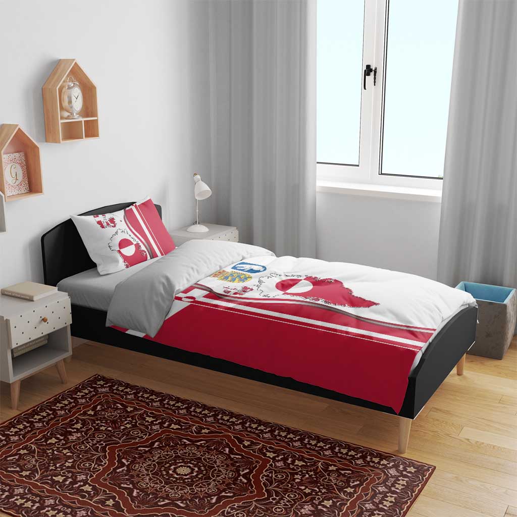 Greenland and Denmark Together Bedding Set National Country Map and Flag Style