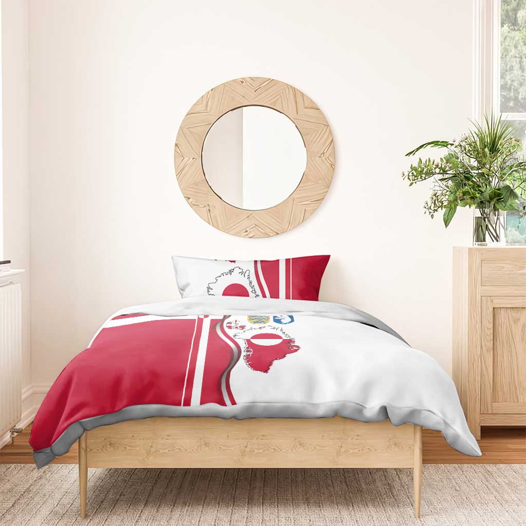 Greenland and Denmark Together Bedding Set National Country Map and Flag Style