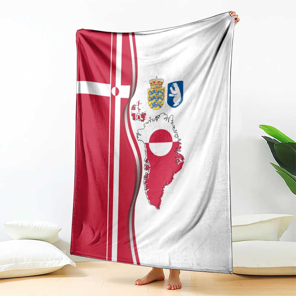 Greenland and Denmark Together Blanket National Country Map and Flag Style