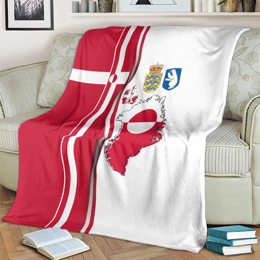 Greenland and Denmark Together Blanket National Country Map and Flag Style