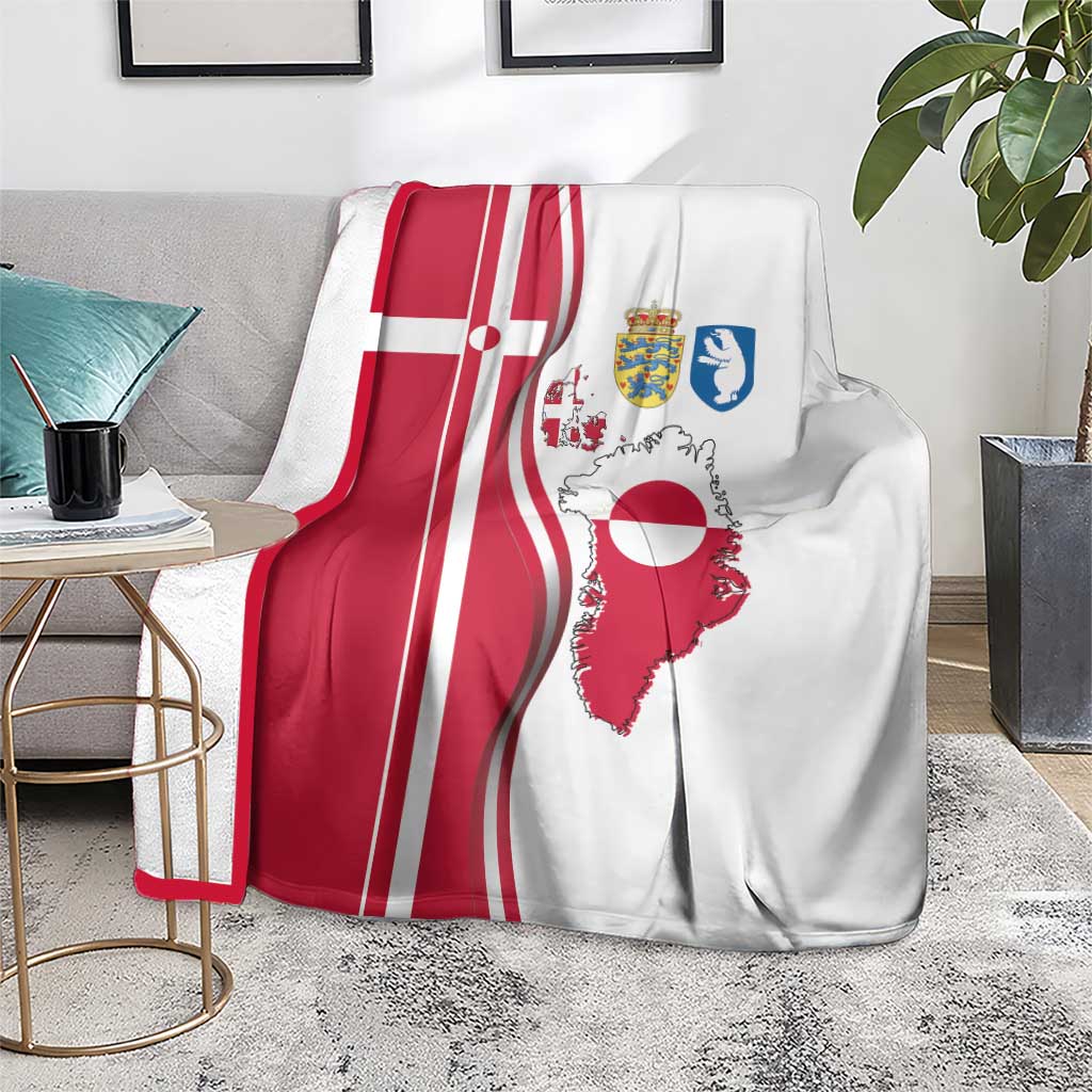 Greenland and Denmark Together Blanket National Country Map and Flag Style
