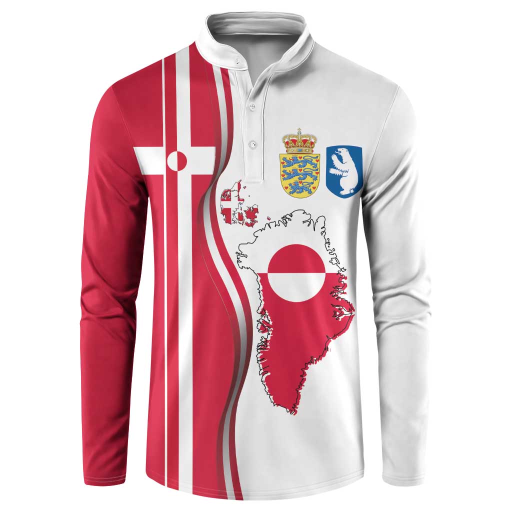 Greenland and Denmark Together Button Sweatshirt National Country Map and Flag Style