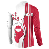 Greenland and Denmark Together Button Sweatshirt National Country Map and Flag Style