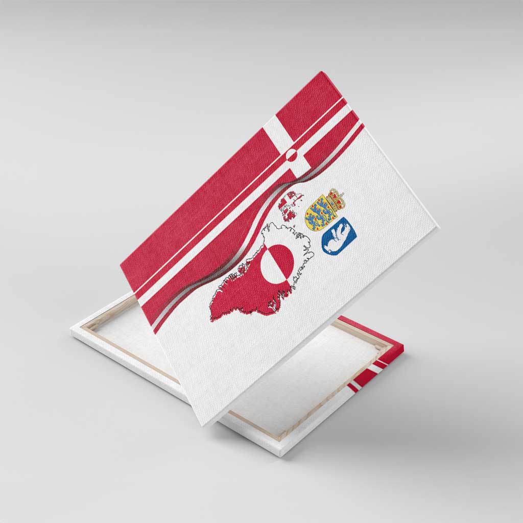 Greenland and Denmark Together Canvas Wall Art National Country Map and Flag Style