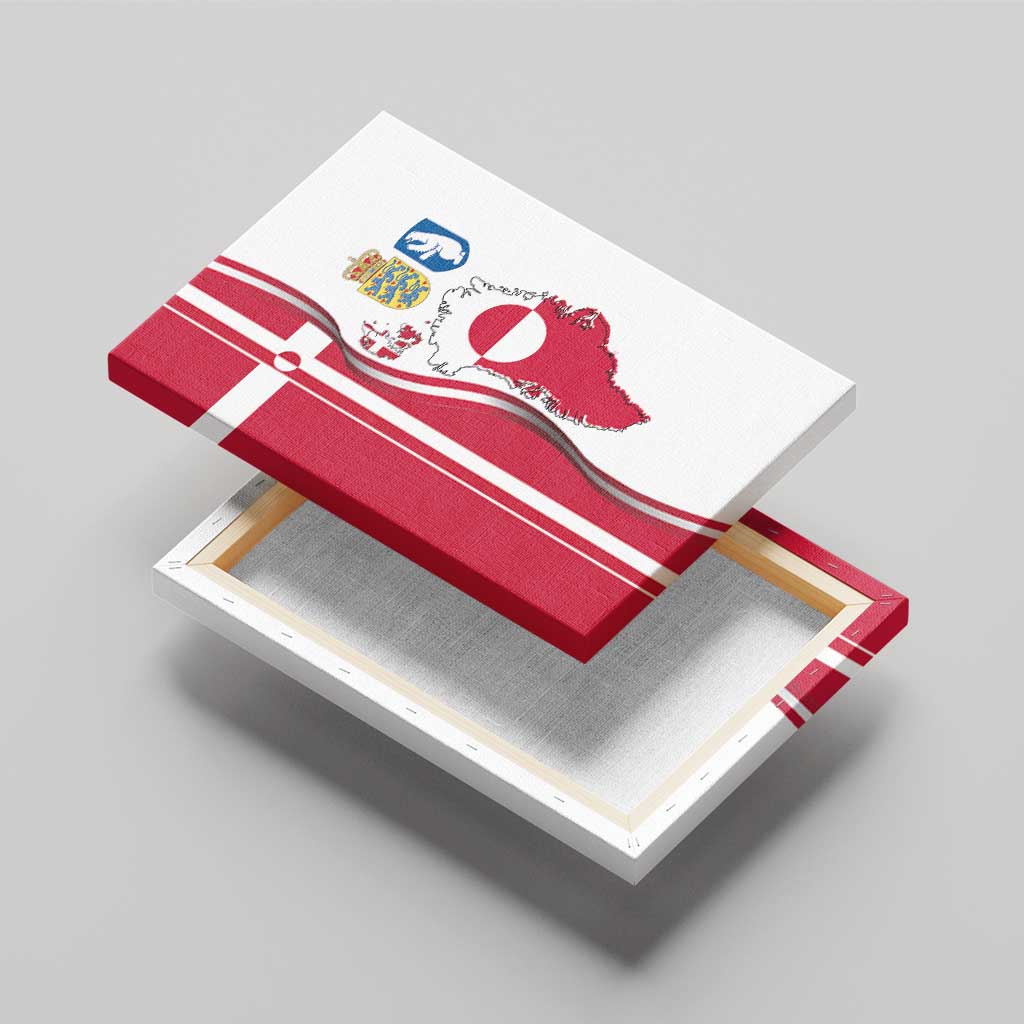 Greenland and Denmark Together Canvas Wall Art National Country Map and Flag Style