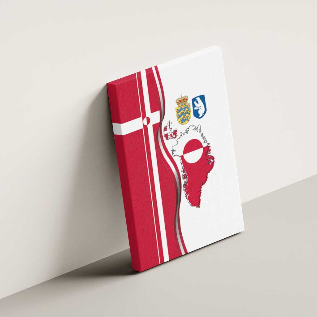 Greenland and Denmark Together Canvas Wall Art National Country Map and Flag Style