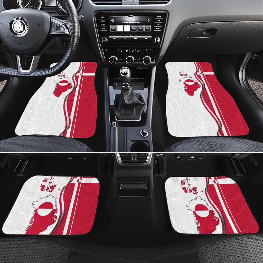Greenland and Denmark Together Car Mats National Country Map and Flag Style