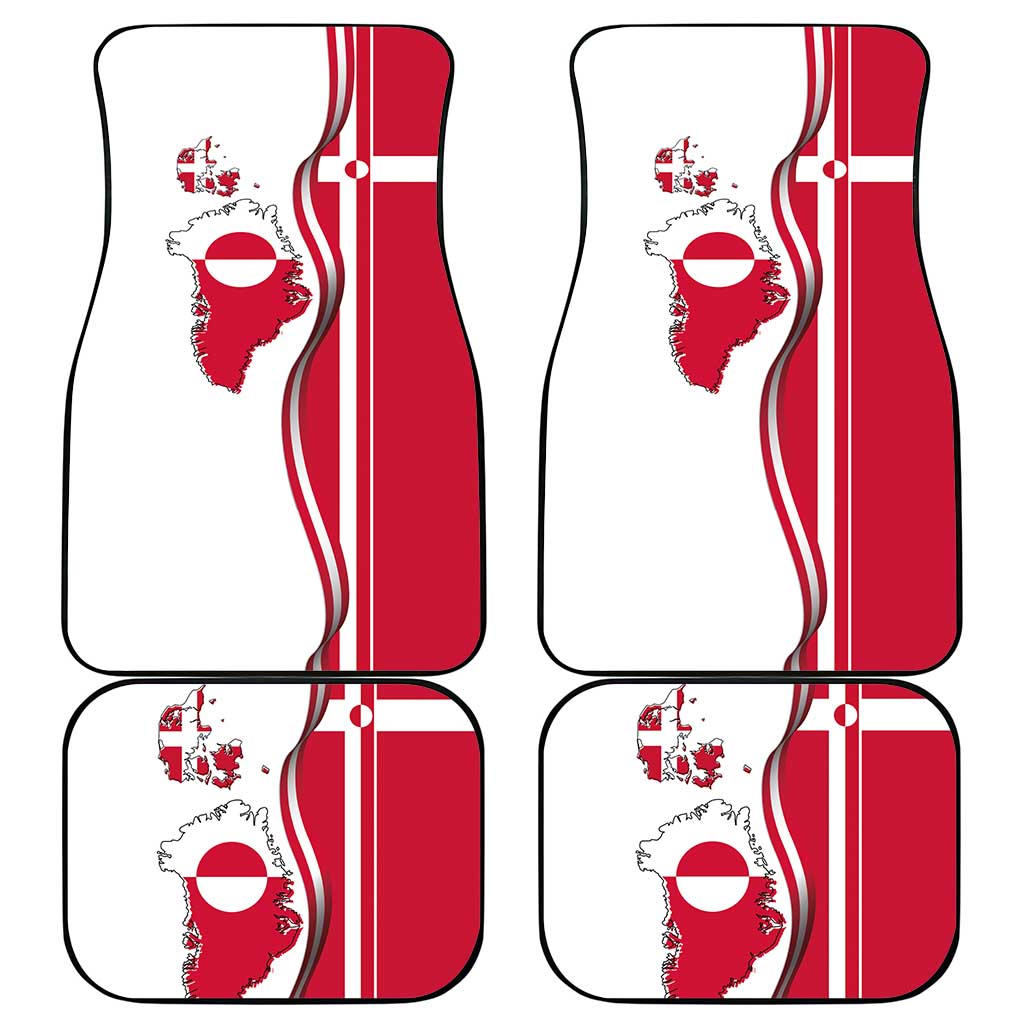 Greenland and Denmark Together Car Mats National Country Map and Flag Style