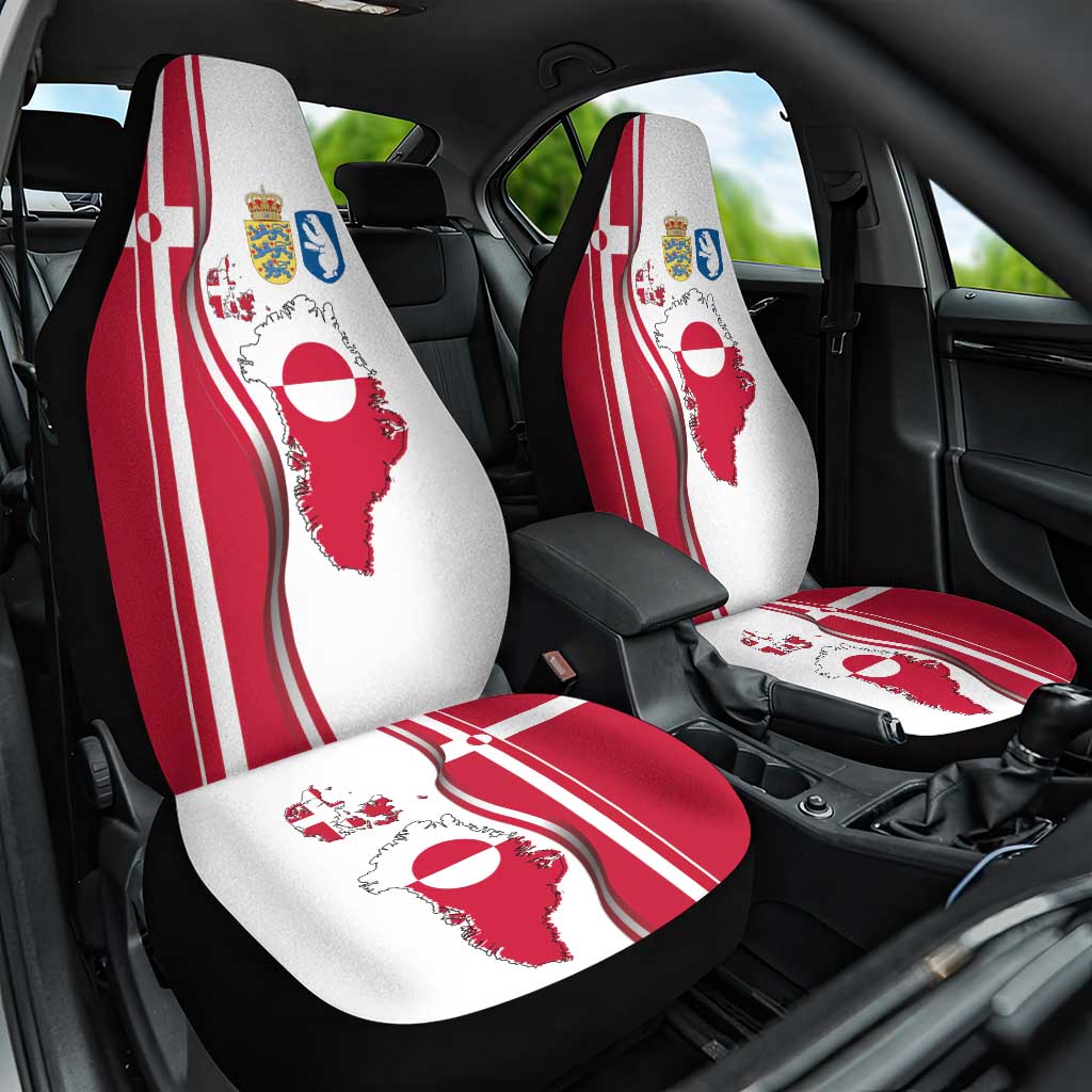 Greenland and Denmark Together Car Seat Cover National Country Map and Flag Style