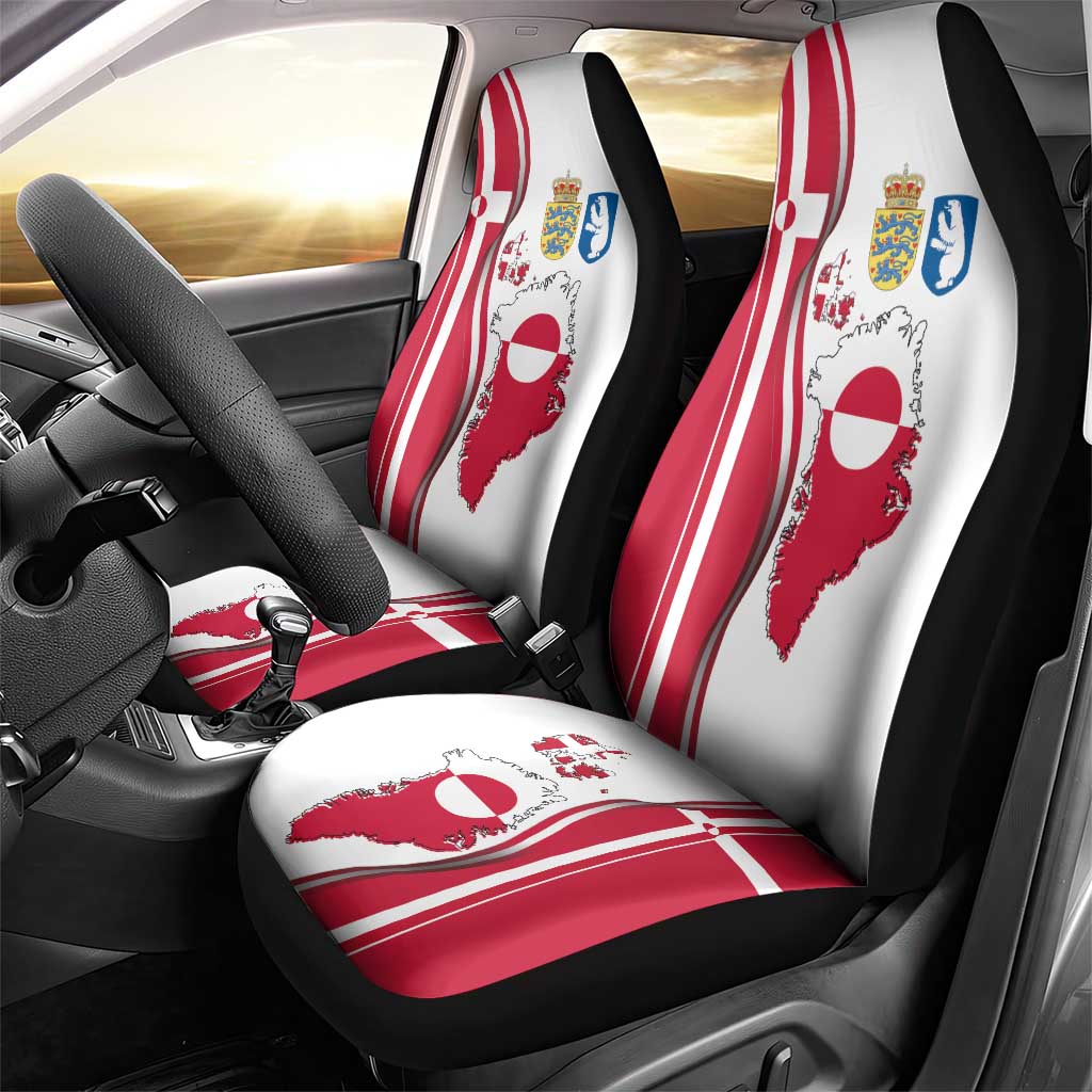 Greenland and Denmark Together Car Seat Cover National Country Map and Flag Style