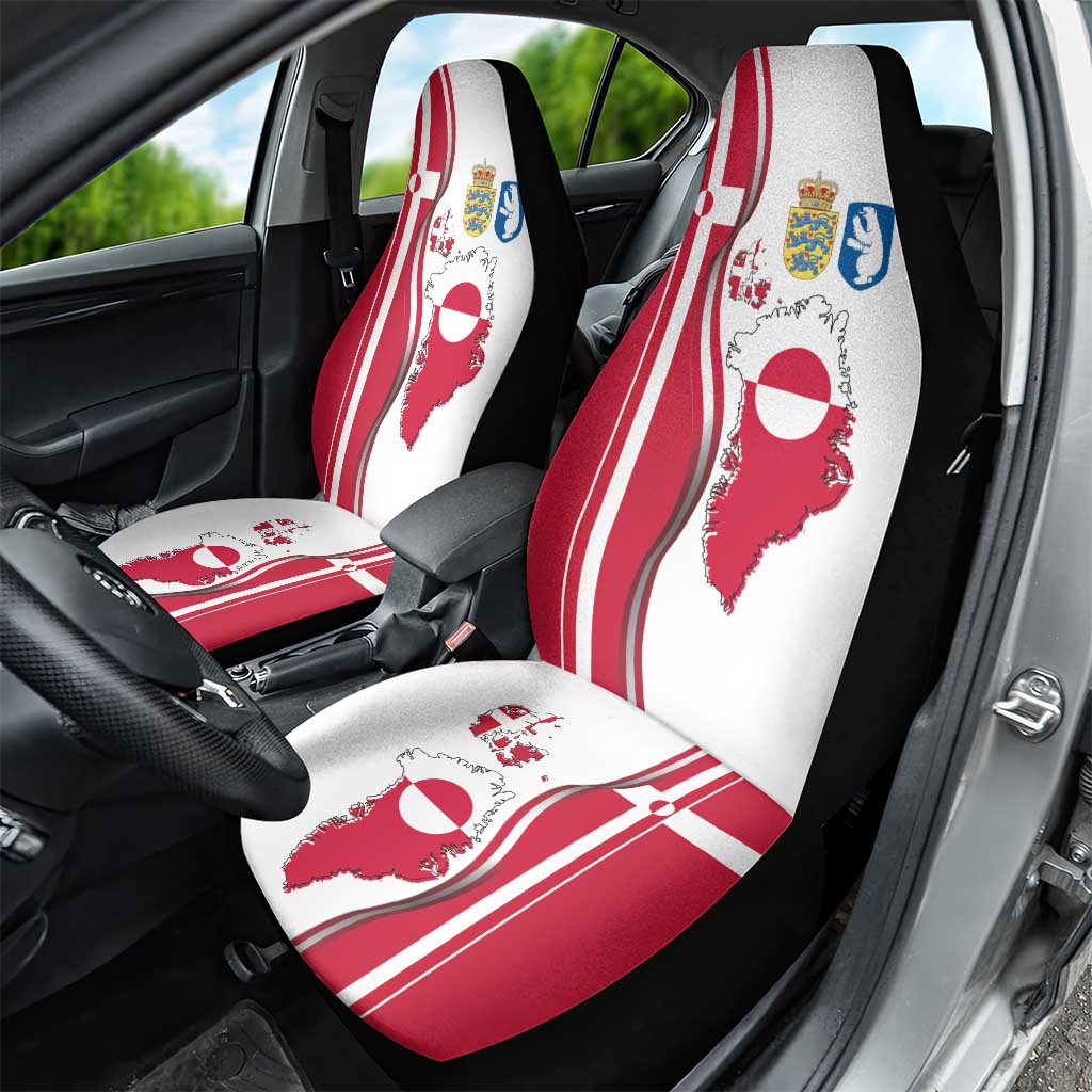 Greenland and Denmark Together Car Seat Cover National Country Map and Flag Style