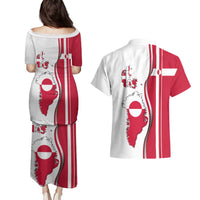 Greenland and Denmark Together Couples Matching Puletasi and Hawaiian Shirt National Country Map and Flag Style