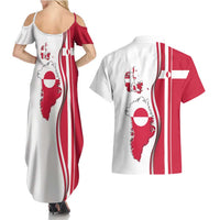 Greenland and Denmark Together Couples Matching Summer Maxi Dress and Hawaiian Shirt National Country Map and Flag Style