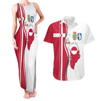 Greenland and Denmark Together Couples Matching Tank Maxi Dress and Hawaiian Shirt National Country Map and Flag Style