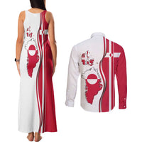 Greenland and Denmark Together Couples Matching Tank Maxi Dress and Long Sleeve Button Shirt National Country Map and Flag Style