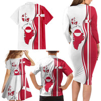 Greenland and Denmark Together Family Matching Long Sleeve Bodycon Dress and Hawaiian Shirt National Country Map and Flag Style