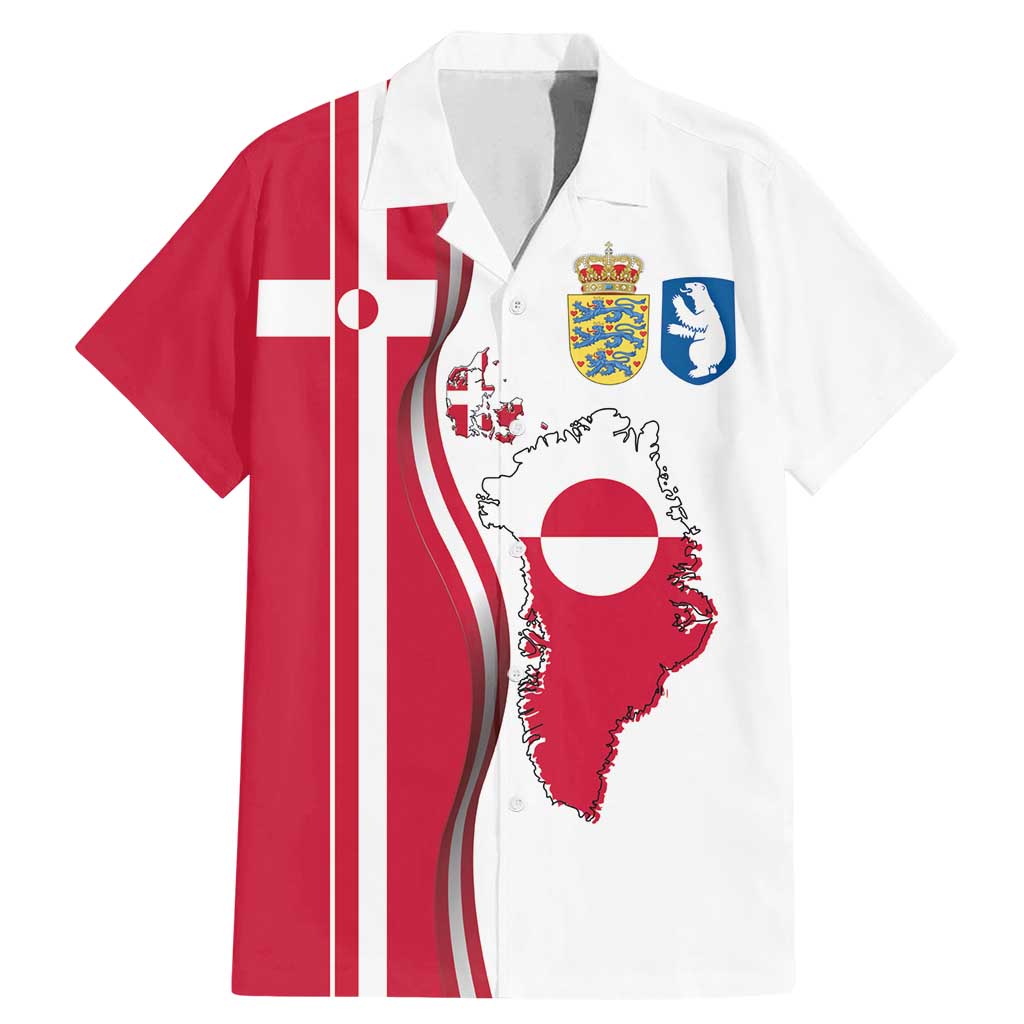 Greenland and Denmark Together Family Matching Mermaid Dress and Hawaiian Shirt National Country Map and Flag Style