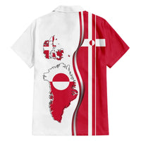 Greenland and Denmark Together Family Matching Off The Shoulder Long Sleeve Dress and Hawaiian Shirt National Country Map and Flag Style