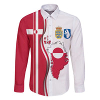 Greenland and Denmark Together Family Matching Off The Shoulder Long Sleeve Dress and Hawaiian Shirt National Country Map and Flag Style