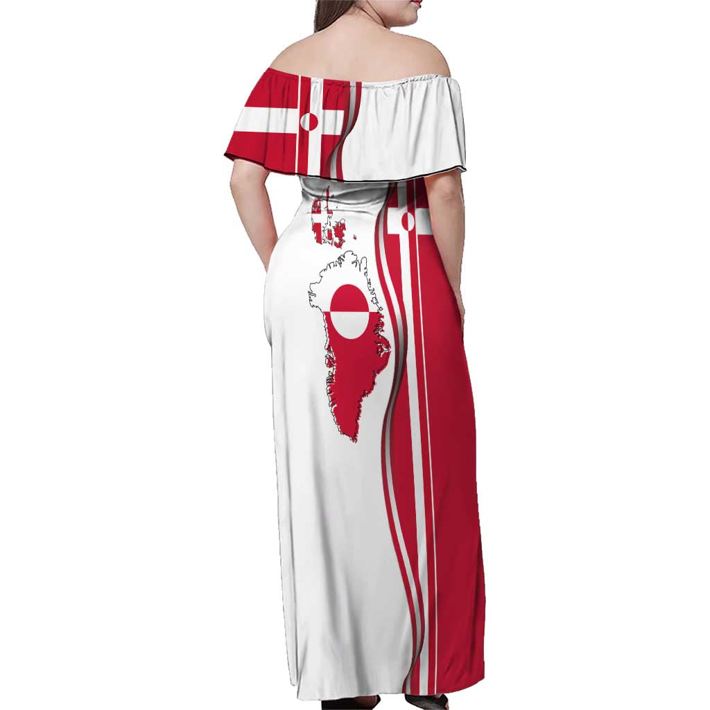 Greenland and Denmark Together Family Matching Off Shoulder Maxi Dress and Hawaiian Shirt National Country Map and Flag Style