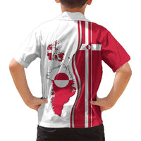 Greenland and Denmark Together Family Matching Off Shoulder Short Dress and Hawaiian Shirt National Country Map and Flag Style