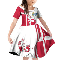 Greenland and Denmark Together Family Matching Off Shoulder Short Dress and Hawaiian Shirt National Country Map and Flag Style