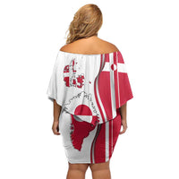 Greenland and Denmark Together Family Matching Off Shoulder Short Dress and Hawaiian Shirt National Country Map and Flag Style