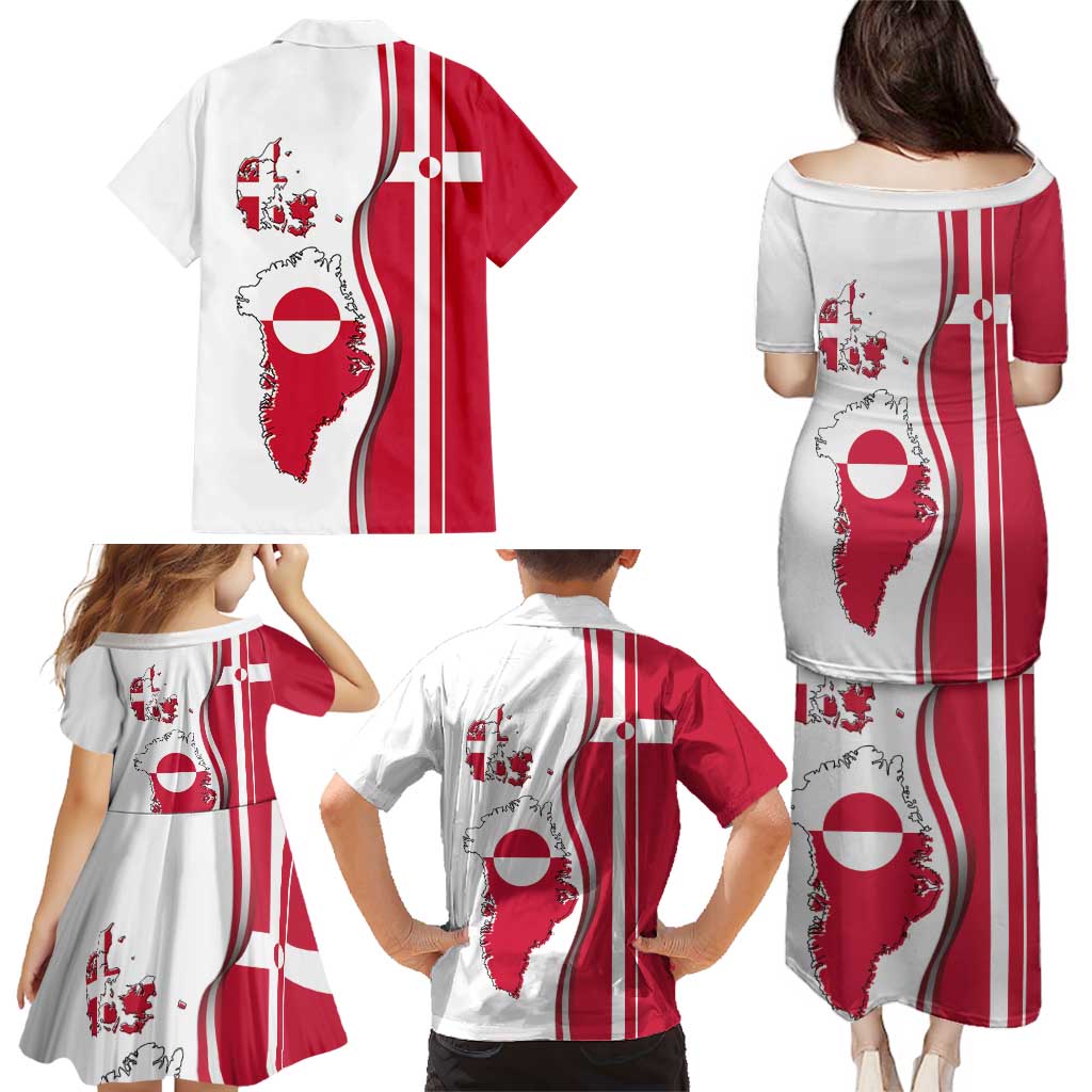 Greenland and Denmark Together Family Matching Puletasi and Hawaiian Shirt National Country Map and Flag Style