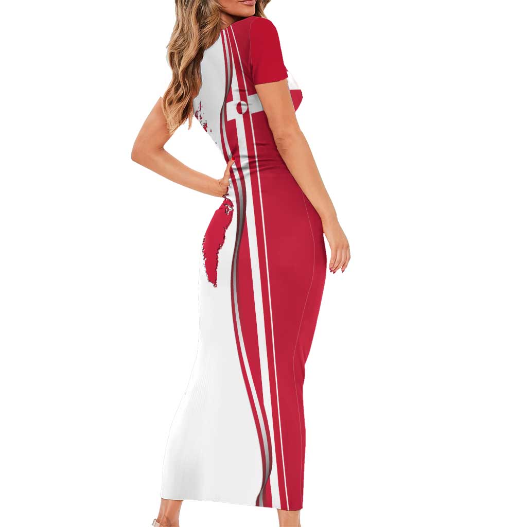Greenland and Denmark Together Family Matching Short Sleeve Bodycon Dress and Hawaiian Shirt National Country Map and Flag Style