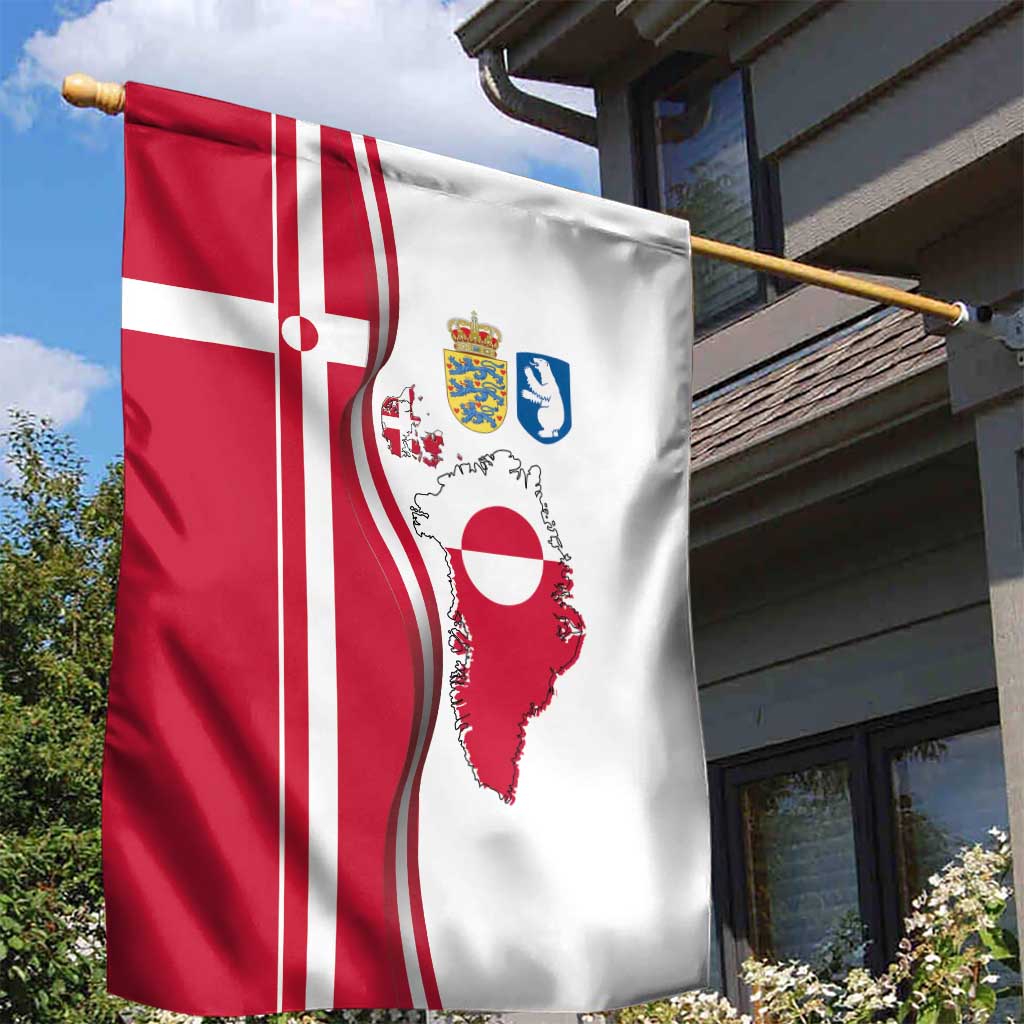 Greenland and Denmark Together Garden Flag National Country Map and Flag Style