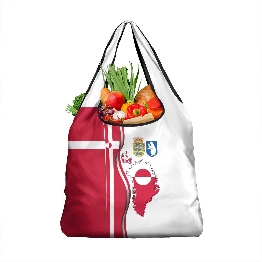 Greenland and Denmark Together Grocery Bag National Country Map and Flag Style