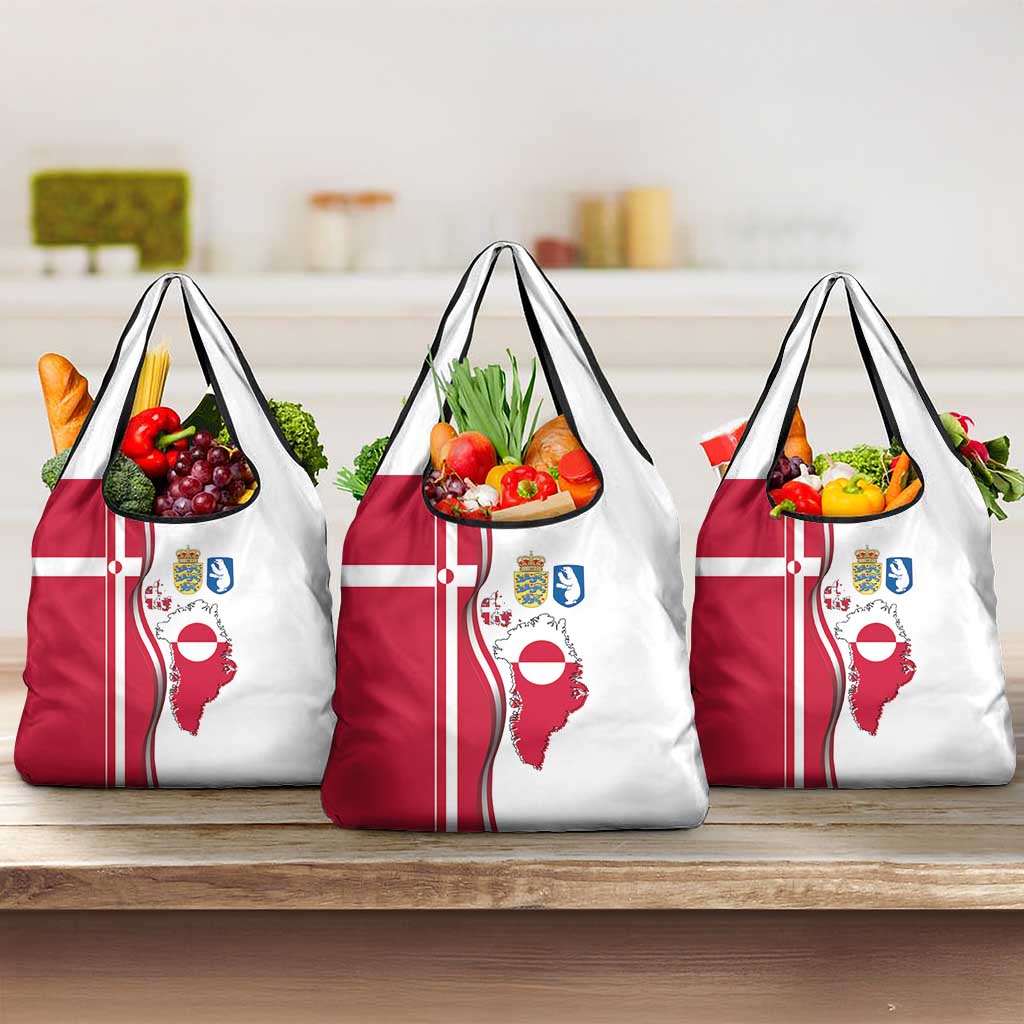 Greenland and Denmark Together Grocery Bag National Country Map and Flag Style