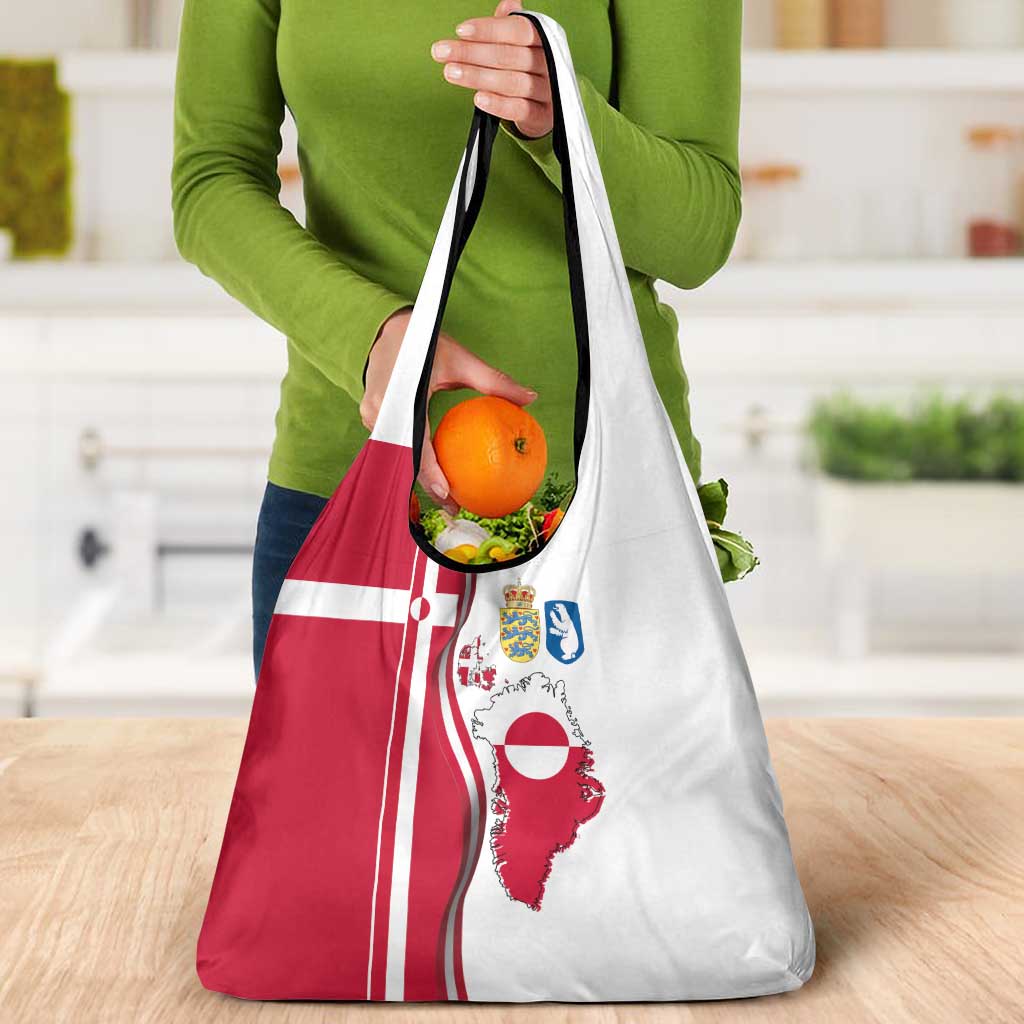 Greenland and Denmark Together Grocery Bag National Country Map and Flag Style