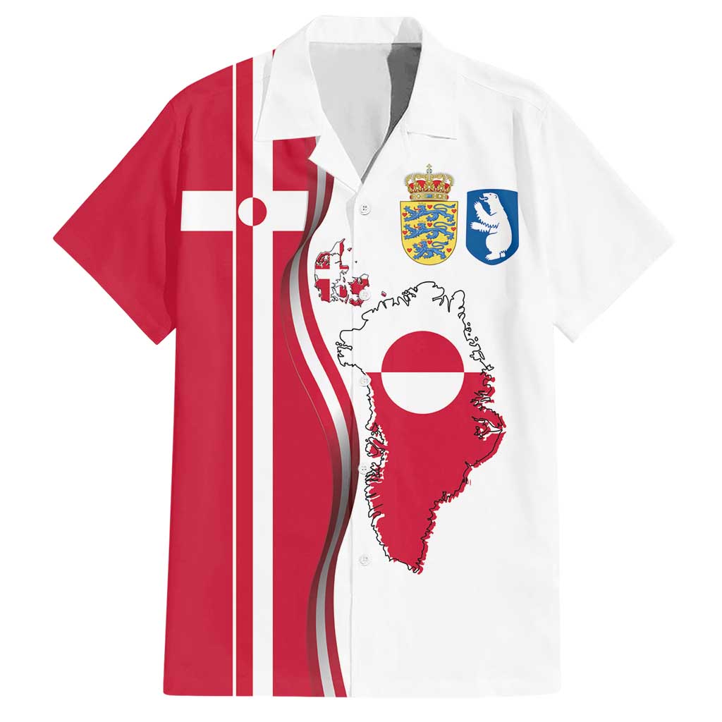 Greenland and Denmark Together Hawaiian Shirt National Country Map and Flag Style