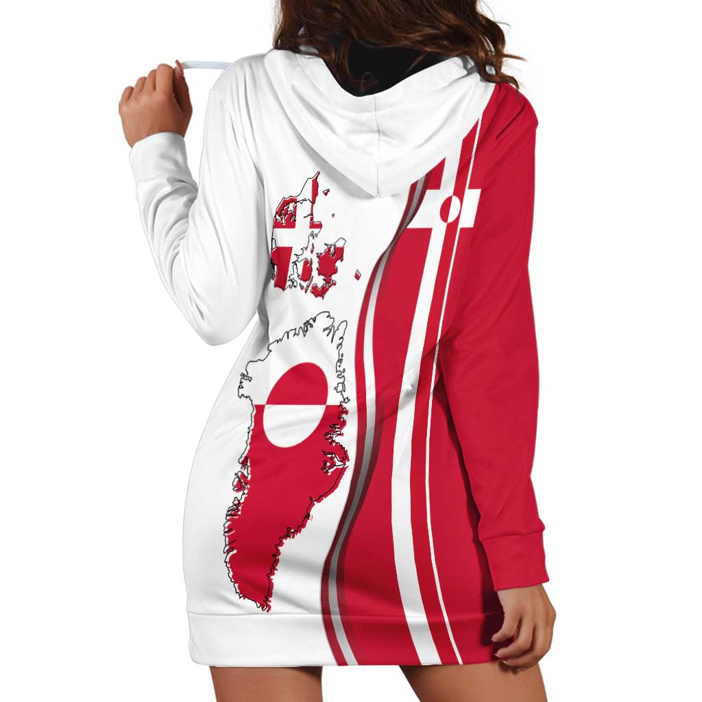 Greenland and Denmark Together Hoodie Dress National Country Map and Flag Style