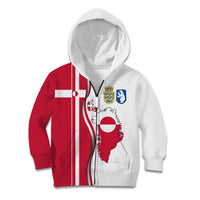 Greenland and Denmark Together Kid Hoodie National Country Map and Flag Style