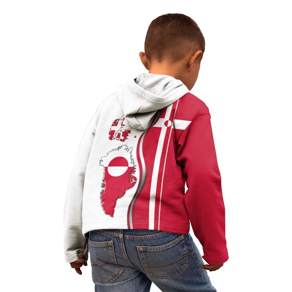 Greenland and Denmark Together Kid Hoodie National Country Map and Flag Style