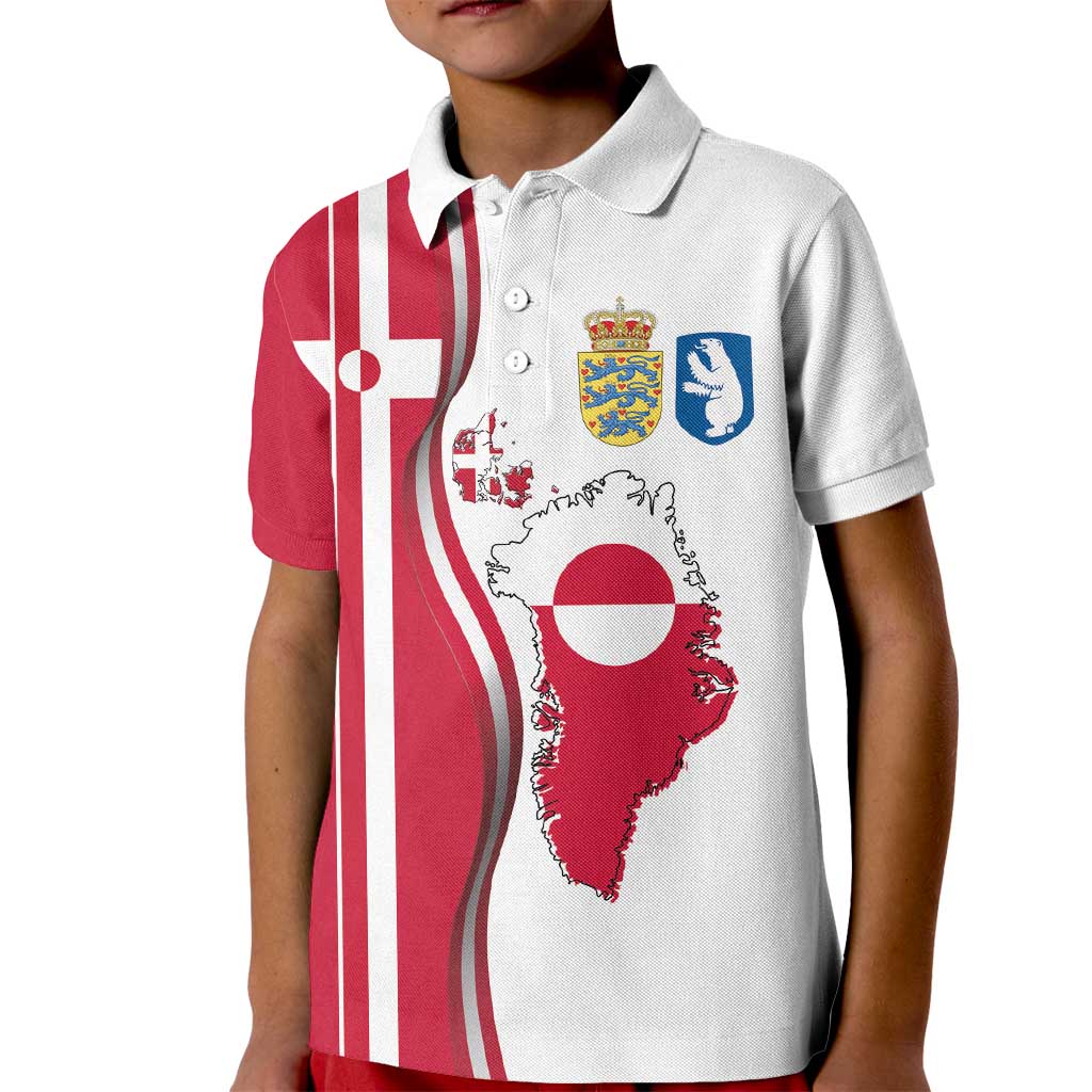 Greenland and Denmark Together Kid Polo Shirt National Country Map and Flag Style