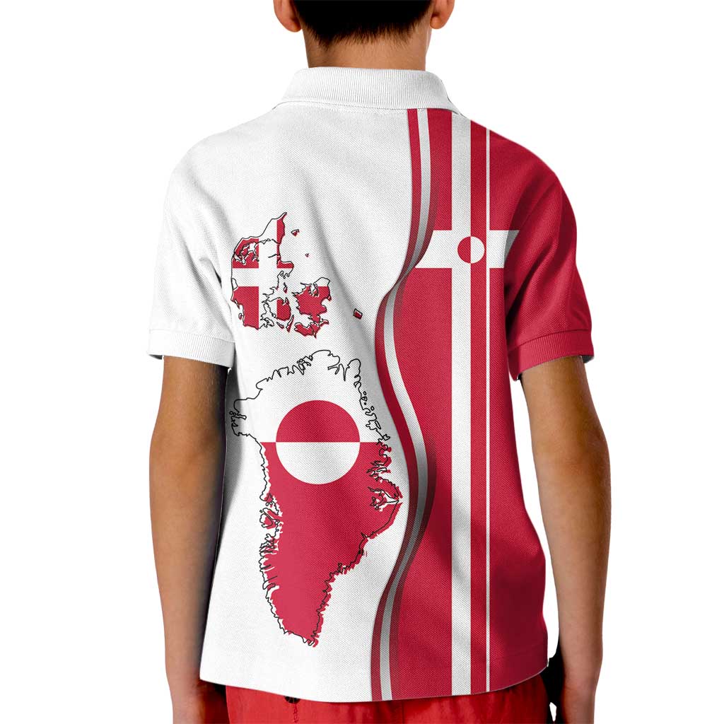 Greenland and Denmark Together Kid Polo Shirt National Country Map and Flag Style