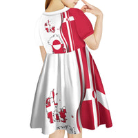 Greenland and Denmark Together Kid Short Sleeve Dress National Country Map and Flag Style